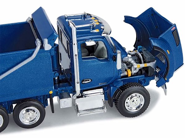 Kenworth T880 Quad-Axle Dump Truck and Rogue Transfer Tandem-Axle Dump Trailer Surf Blue Metallic 1/64 Diecast Model by DCP/First Gear - Image 5