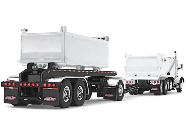 Kenworth T880 Quad-Axle Dump Truck and Rogue Transfer Tandem-Axle Dump Trailer Viper White 1/64 Diecast Model by DCP/First Gear - Image 3