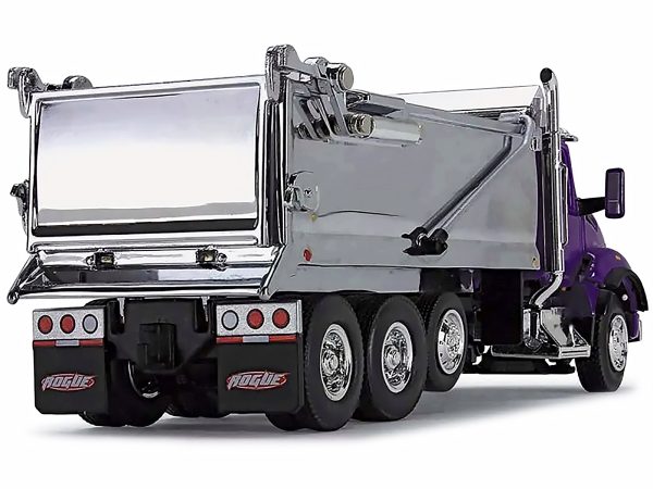 Kenworth T880 Day Cab with Rogue Transfer Dump Body Truck Purple and Chrome 1/64 Diecast Model by DCP/First Gear - Image 2