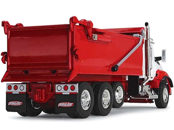 Kenworth T880 Day Cab with Rogue Transfer Dump Body Truck White and Viper Red 1/64 Diecast Model by DCP/First Gear - Image 3