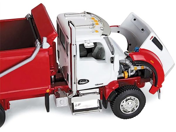 Kenworth T880 Day Cab with Rogue Transfer Dump Body Truck White and Viper Red 1/64 Diecast Model by DCP/First Gear - Image 2