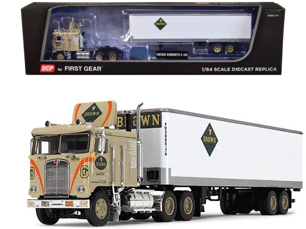 Kenworth K100 COE with 40' Vintage Dry Goods Trailer "Brown Transport Corp" Light Brown "Fallen Flag" Series 1/64 Diecast Model by DCP/First Gear - Image 2