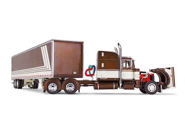 Peterbilt 359 with 63" Mid-Roof Sleeper and 53' Utility Trailer Brown and Cream 1/64 Diecast Model by DCP/First Gear - Image 2