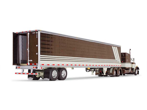 Peterbilt 359 with 63" Mid-Roof Sleeper and 53' Utility Trailer Brown and Cream 1/64 Diecast Model by DCP/First Gear - Image 3