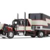 Peterbilt 359 with 36" Flat Top Sleeper and 40' Vintage Dry Goods Trailer Black with Cream and Red Stripes 1/64 Diecast Model by DCP/First Gear