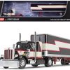 Peterbilt 359 with 36" Flat Top Sleeper and 40' Vintage Dry Goods Trailer Black with Cream and Red Stripes 1/64 Diecast Model by DCP/First Gear - Image 3