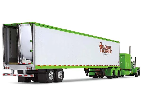 Peterbilt 389 with 63" Flat-Top Sleeper and 53' Utility Trailer "Hallahan Transport" Green "Big Rigs" Series 1/64 Diecast Model by DCP/First Gear - Image 2