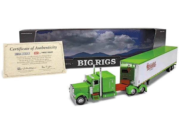 Peterbilt 389 with 63" Flat-Top Sleeper and 53' Utility Trailer "Hallahan Transport" Green "Big Rigs" Series 1/64 Diecast Model by DCP/First Gear - Image 3