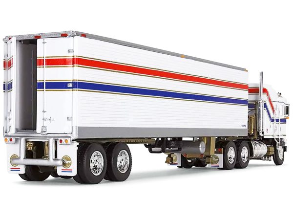 Kenworth K100 COE Aerodyne Sleeper and 40' Vintage Refrigerated Tandem-Axle Trailer White with Stripes "VIT200 Bicentennial" 1/64 Diecast Model by DCP/First Gear - Image 2