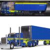 Peterbilt 379 with 36" Flat Top Sleeper and 53' Utility Roll Tarp Trailer "DSD Transport" Blue and Yellow "Big Rigs" Series 1/64 Diecast Model by DCP/First Gear - Image 5