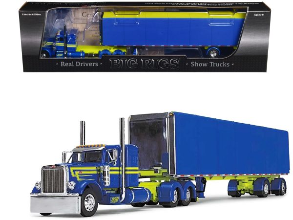 Peterbilt 379 with 36" Flat Top Sleeper and 53' Utility Roll Tarp Trailer "DSD Transport" Blue and Yellow "Big Rigs" Series 1/64 Diecast Model by DCP/First Gear - Image 5