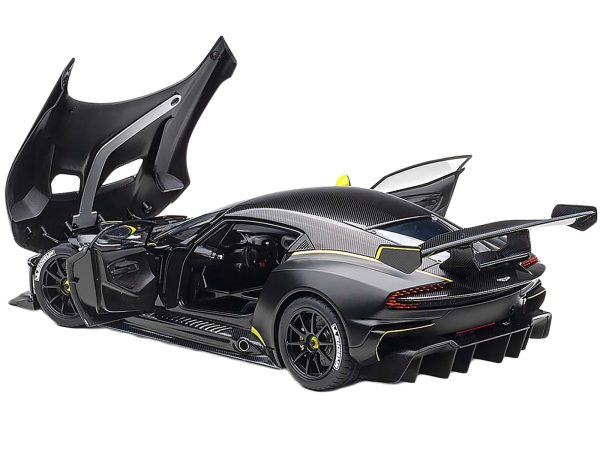Aston Martin Vulcan Matt Black with Lime Green Stripes 1/18 Model Car by Autoart - Image 2