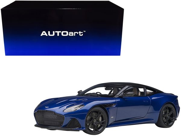 Aston Martin DBS Superleggera RHD (Right Hand Drive) Zaffre Blue Metallic with Carbon Top and Carbon Accents 1/18 Model Car by Autoart - Image 2