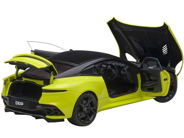 Aston Martin DBS Superleggera RHD (Right Hand Drive) Lime Essence Green Metallic with Carbon Top and Carbon Accents 1/18 Model Car by Autoart - Image 2