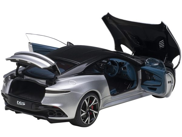 Aston Martin DBS Superleggera RHD (Right Hand Drive) Lightning Silver Metallic with Carbon Top 1/18 Model Car by Autoart - Image 2
