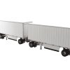 Peterbilt 579 Single Axle Day Cab with Two Wabash 28' Pup Trailers White "Transport Series" 1/50 Diecast Model by Diecast Masters - Image 3