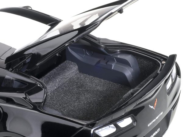 2017 Chevrolet Corvette C7 Grand Sport Black with White Stripe and Yellow Fender Hash Marks 1/18 Model Car by Autoart - Image 3