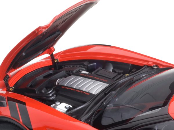 2017 Chevrolet Corvette C7 Grand Sport Red with White Stripe and Black Fender Hash Marks 1/18 Model Car by Autoart - Image 2