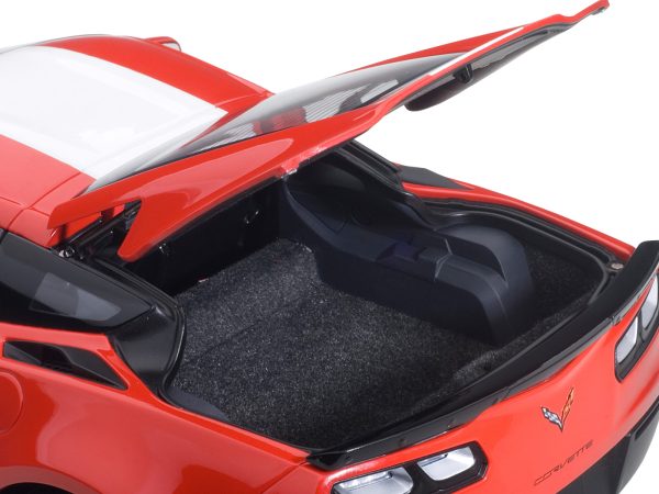 2017 Chevrolet Corvette C7 Grand Sport Red with White Stripe and Black Fender Hash Marks 1/18 Model Car by Autoart - Image 3