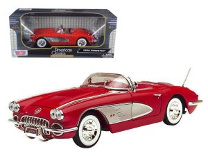 1958 Chevrolet Corvette Convertible Red 1/18 Diecast Model Car by Motormax