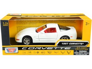 1997 Chevrolet Corvette C5 Coupe White with Red Interior "History of Corvette" Series 1/24 Diecast Model Car by Motormax