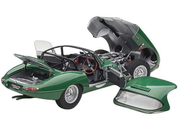 Jaguar Lightweight E Type Roadster RHD (Right Hand Drive) Opalescent Dark Green 1/18 Model Car by Autoart - Image 2