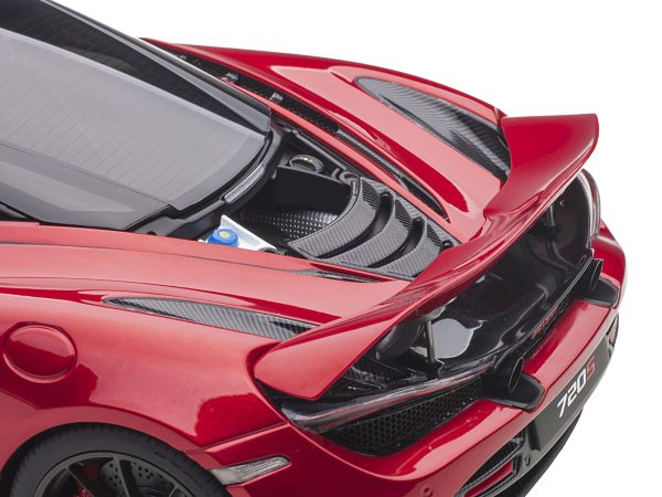 Mclaren 720S Memphis Red Metallic with Black Top and Carbon Accents 1/18 Model Car by Autoart - Image 4