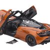 McLaren 720S Azores Orange Metallic with Black Top and Carbon Accents 1/18 Model Car by Autoart - Image 2