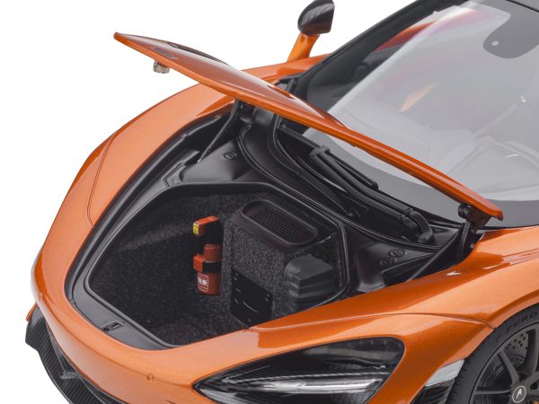 McLaren 720S Azores Orange Metallic with Black Top and Carbon Accents 1/18 Model Car by Autoart - Image 3