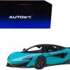 Mclaren 600LT Fistral Blue and Carbon 1/18 Model Car by Autoart - Image 2
