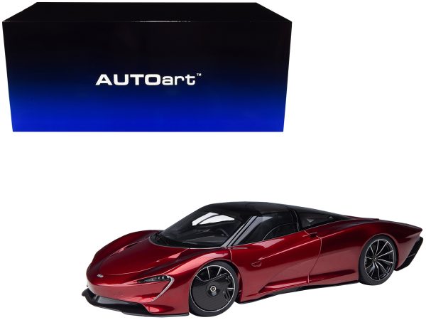 McLaren Speedtail Volcano Red Metallic with Black Top and Suitcase Accessories 1/18 Model Car by Autoart - Image 2