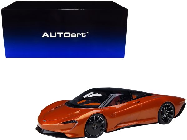 McLaren Speedtail Volcano Orange Metallic with Black Top and Suitcase Accessories 1/18 Model Car by Autoart - Image 2