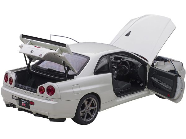 Nissan Skyline GT-R (R34) V-Spec II RHD (Right Hand Drive) White Pearl 1/18 Model Car by Autoart - Image 2