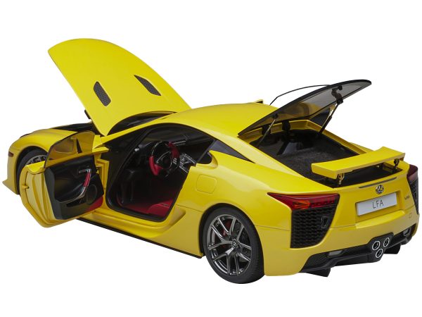 Lexus LFA Pearl Yellow with Red and Black Interior 1/18 Model Car by Autoart - Image 3