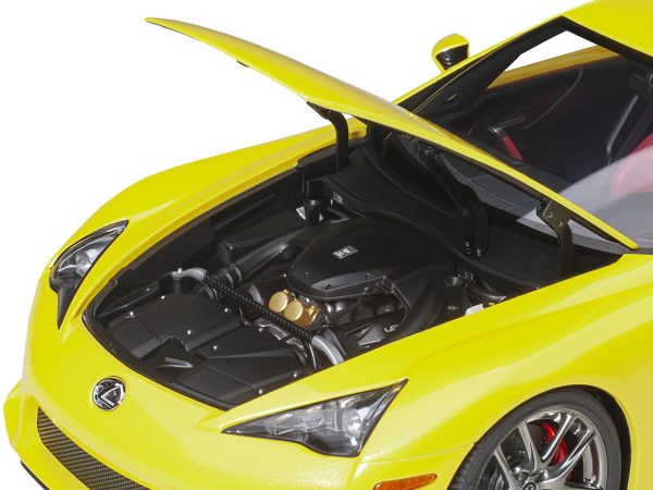 Lexus LFA Pearl Yellow with Red and Black Interior 1/18 Model Car by Autoart - Image 4