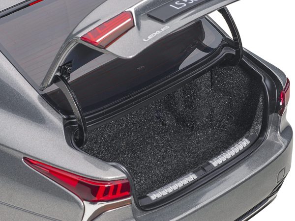 Lexus LS500h Manganese Luster Gray Metallic with Crimson and Black Interior 1/18 Model Car by Autoart - Image 4
