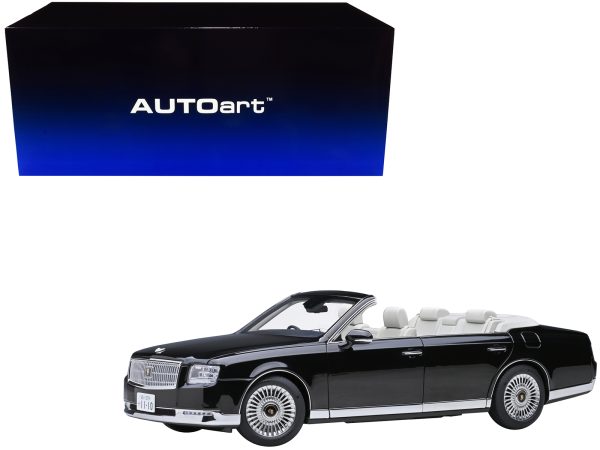 Toyota Century Open Car Convertible RHD (Right Hand Drive) Black with White Interior 1/18 Model Car by Autoart - Image 4