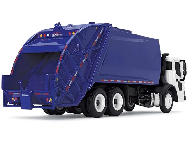 Mack LR with McNeilus Rear Load Refuse Body Blue and White 1/87 (HO) Diecast Model by First Gear - Image 2
