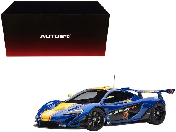 Mclaren P1 GTR #23 Metallic Blue with Yellow Stripe 1/18 Model Car by Autoart - Image 2
