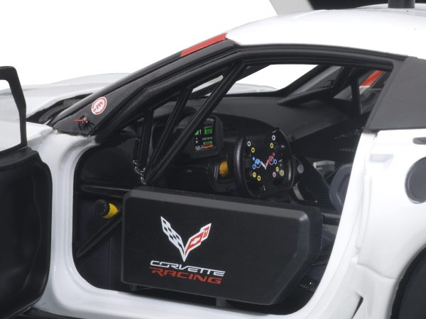 Chevrolet Corvette C7 R Plain White Version with Red Accents 1/18 Model Car by Autoart - Image 3