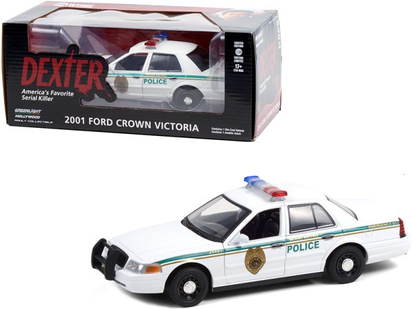 2001 Ford Crown Victoria Police Interceptor White "Miami Metro Police Department" "Dexter" (2006-2013) TV Series 1/24 Diecast Model Car by Greenlight