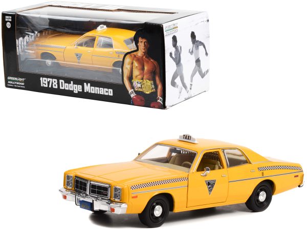 1978 Dodge Monaco Taxi "City Cab Co." Yellow "Rocky III" (1982) Movie 1/24 Diecast Model Car by Greenlight - Image 2