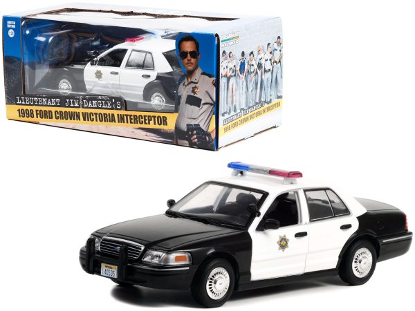 1998 Ford Crown Victoria Police Interceptor Black and White "Reno Sheriff's Department" "Lieutenant Jim Dangle Reno 911 (2003-2009)" TV Series 1/24 Diecast Model Car by Greenlight - Image 2