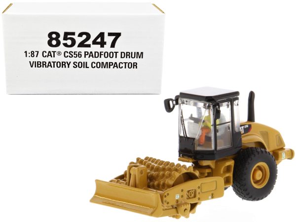 CAT Caterpillar CS56 Padfoot Drum Vibratory Soil Compactor with Operator "High Line" Series 1/87 (HO) Scale Diecast Model by Diecast Masters - Image 5