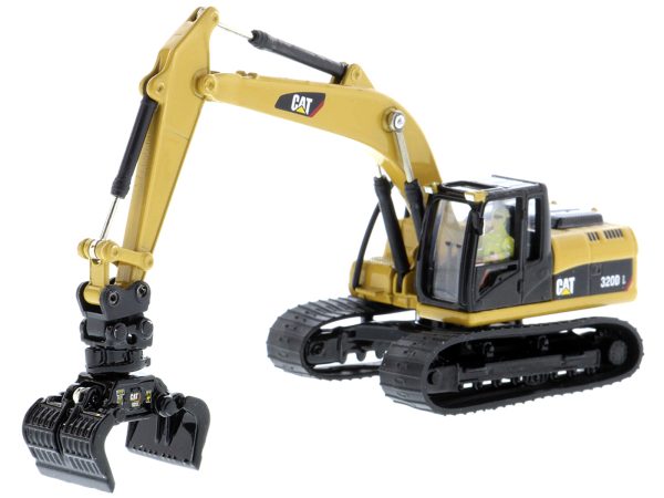 CAT Caterpillar 320D L Hydraulic Excavator with Multiple Work Tools and Operator "High Line" Series 1/87 (HO) Scale Diecast Model by Diecast Masters - Image 2
