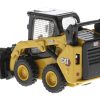 CAT Caterpillar 242D3 Wheeled Skid Steer Loader with Work Tools and Operator Yellow "High Line Series" 1/50 Diecast Model by Diecast Masters - Image 3