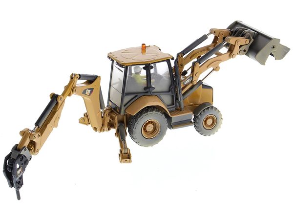 CAT Caterpillar 420F2 IT Backhoe Loader with Operator Yellow "Weathered Series" 1/50 Diecast Model by Diecast Masters - Image 4