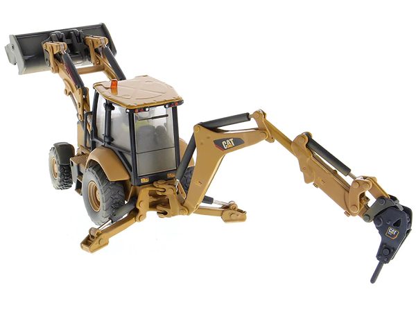 CAT Caterpillar 420F2 IT Backhoe Loader with Operator Yellow "Weathered Series" 1/50 Diecast Model by Diecast Masters - Image 2