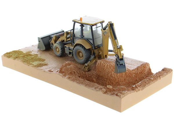 CAT Caterpillar 420F2 IT Backhoe Loader with Operator Yellow "Weathered Series" 1/50 Diecast Model by Diecast Masters - Image 3