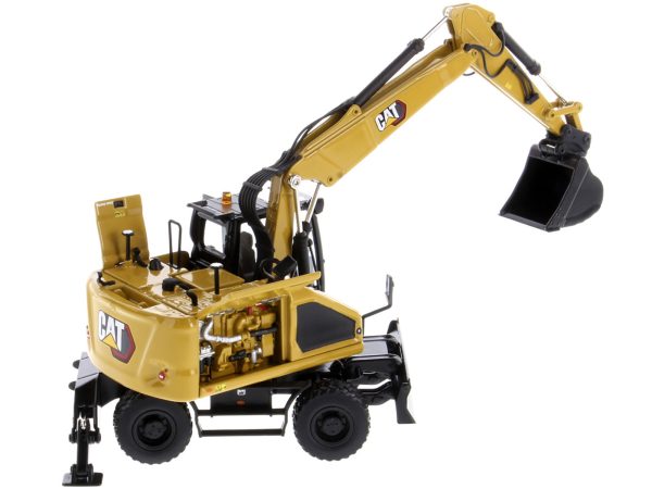 CAT Caterpillar M318 Wheeled Excavator Yellow with Operator "High Line" Series 1/50 Diecast Model by Diecast Masters - Image 3